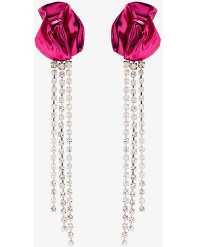 Sterling King Tone Georgia Crystal Drop Earrings - Pink