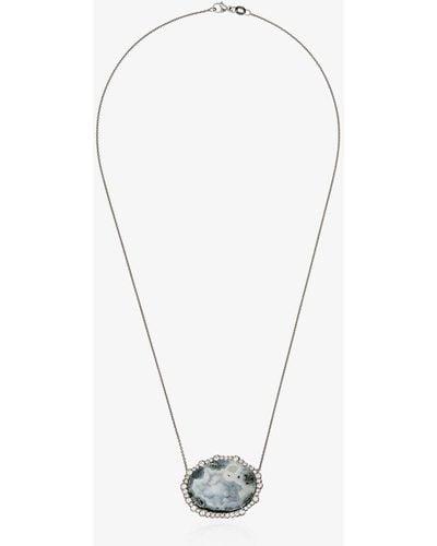 Kimberly Mcdonald 18k White Gold Diamond Frame Geode Necklace - Women's - Diamond/18kt White Gold/stone/black Rhodium