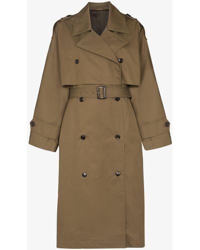 Totême Brown Double-breasted Trench Coat - Women's - Organic Cotton/viscose - Green
