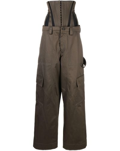 Mugler Corset Waist Cargo Pants - Brown