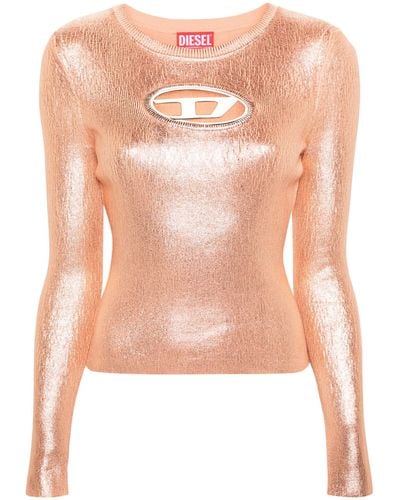 DIESEL Oval-d Foiled Cotton Top - Women's - Cotton/elastane/nylon - Pink