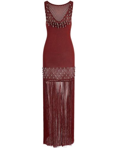 Rabanne Bead-embellished Maxi Dress - Women's - Viscose - Red