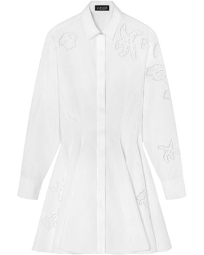 Versace Sangallo-embroidered Cotton Shirt Dress - White