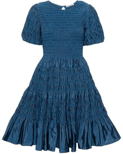 Molly Goddard Susanne Shirred Taffeta Dress - Blue