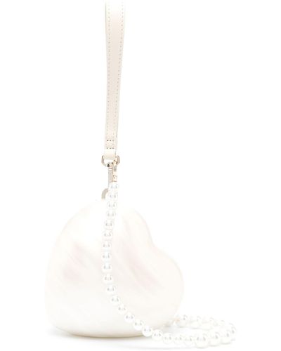Simone Rocha White Pearl Heart Mini Bag - Women's - Silk/acrylic/viscose