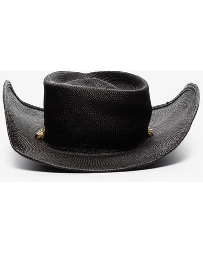 Gladys Tamez Millinery Adventuro Straw Cowboy Hat - Black