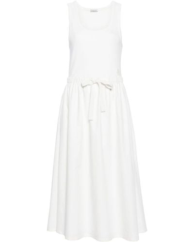 Moncler Bow Cotton Midi Dress - White