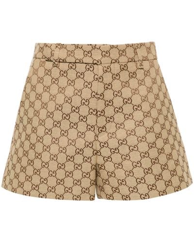 Gucci Brown gg-canvas High-rise Shorts - Natural