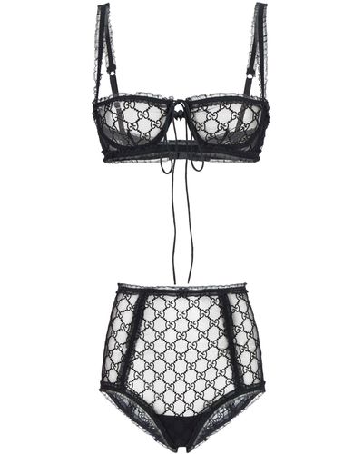 Gucci Gg Star Tulle Lingerie Set, Woman Underwear Beige S