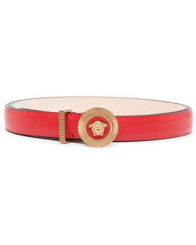 Versace Red Medusa Biggie Leather Belt