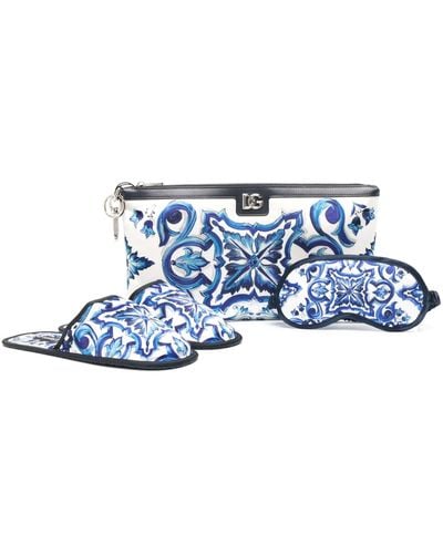 Dolce & Gabbana Comfort Slippers And Eye Mask Set - Unisex - Polyester/silk - Blue