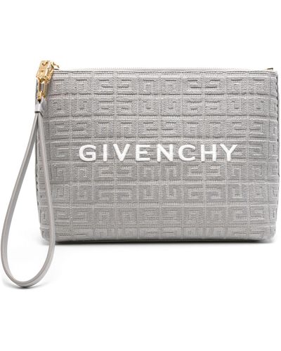 Givenchy 4g-embroidered Travel Pouch - Women's - Acrylic/cotton - Gray