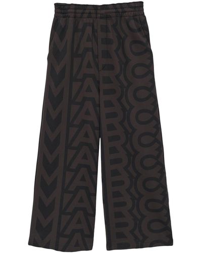 Marc Jacobs Brown And Monogram Print Oversized Track Trousers - Women's - Cotton - Black