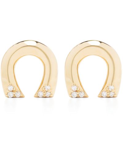 Harwell Godfrey 18k Yellow Horseshoe Diamond Stud Earrings - Metallic