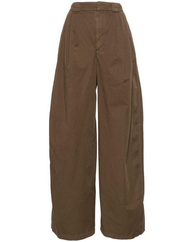 Lemaire Wide-leg Cotton Pants - Brown