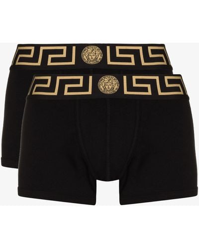 Versace Greca Border Boxer Briefs Set - Men's - Cotton/spandex/elastane - Black