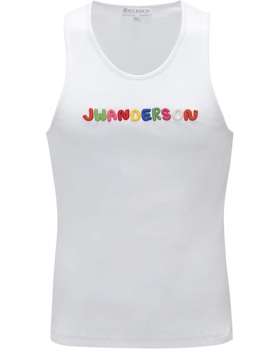 JW Anderson Logo-Embroidered Cotton Tank Top - White
