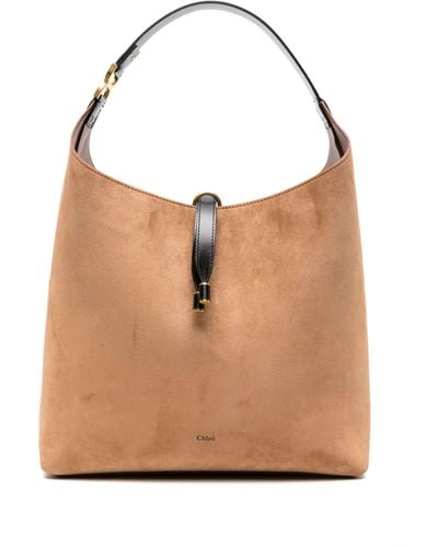 Chloé Neutral Marcie Suede Shoulder Bag - Women's - Calf Leather/lambskin - Brown