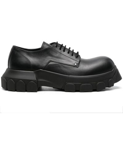 Rick Owens Bozo Tractor Leather Derby Shoes - Black
