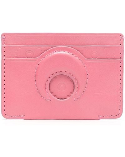 Marine Serre Moon-embossed Cardholder - Women's - Calf Leather/polyester - Pink