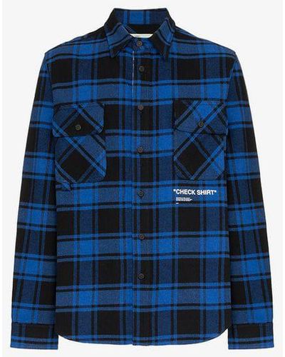 Off-White c/o Virgil Abloh Quote Flannel Shirt - Blue