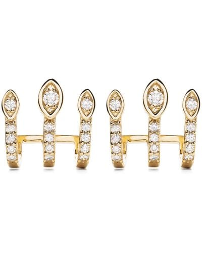Sydney Evan 14k Yellow Triple Bar Diamond Stud Earrings - Metallic