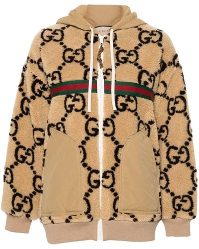 Gucci Neutral Maxi gg Wool Jersey Hoodie - Natural