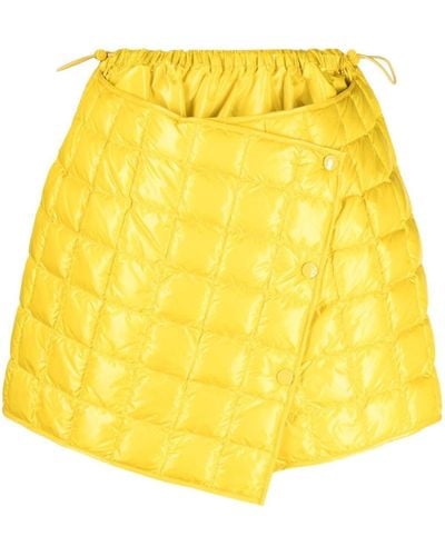 Moncler Yellow Quilted Finish Asymmetric Skirt