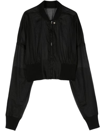 Rick Owens Flight Cropped Cotton Jacket - Black