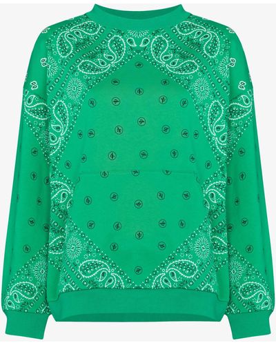 ARIZONA LOVE Austin Bandana Print Cotton Sweatshirt - Women's - Cotton - Green