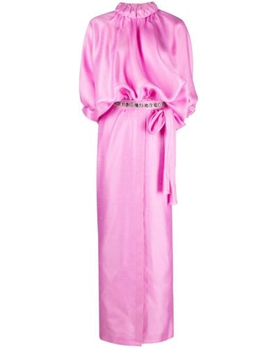 Fendi Crystal Embellished Silk Dress - Pink