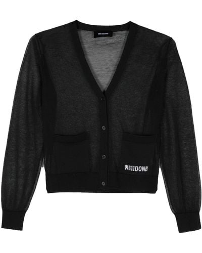 we11done Sheer Knitted Cardigan - Black