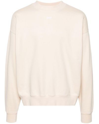 Off-White c/o Virgil Abloh Neutral Arrow-embroidered Cotton Sweatshirt - Natural