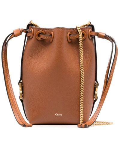 Chloé Marcie Small Leather Bucket Bag - Brown