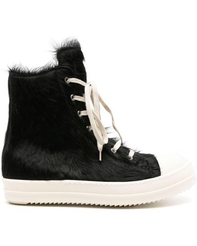 Rick Owens Calf Hair Trainers - Black