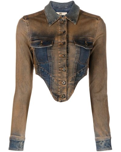 KNWLS Harley Cropped Denim Jacket - Women's - Cotton/spandex/elastane/recycled Polyester - Grey