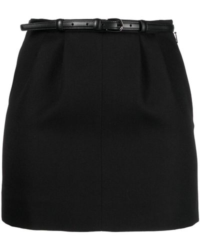 Saint Laurent Belted Tailored Wool Skirt - Black