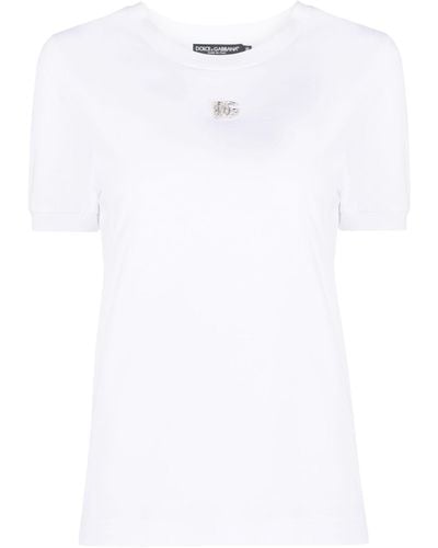 Dolce & Gabbana Crystal Embellished T-shirt - White