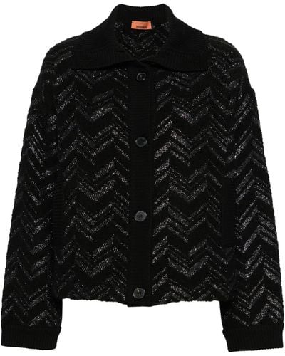 Missoni Chevron Bouclé Cardigan - Women's - Cotton/acrylic/polyester/other Fibreswoolpolyamide - Black
