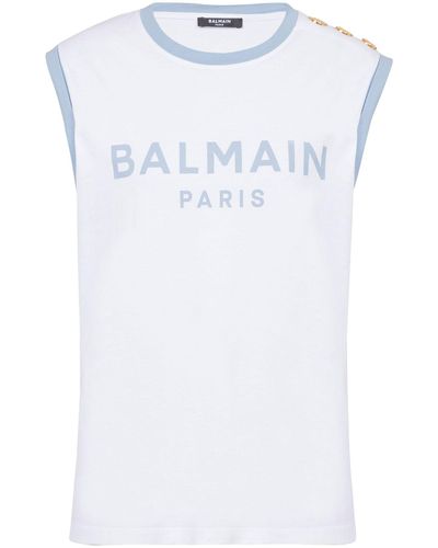Balmain T-shirt With Logo - Blue