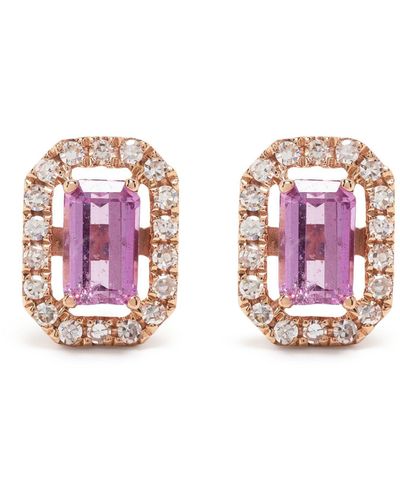 SHAY 18k Rose Gold Mini Me Diamond And Sapphire Earrings - Purple