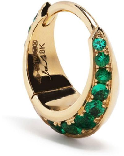 Lizzie Mandler 18k Yellow Small Crescent Emerald Hoop Earring - Metallic