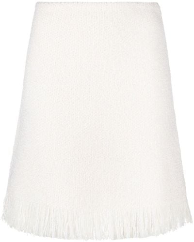 Chloé White Tweed Fringed Mini Skirt