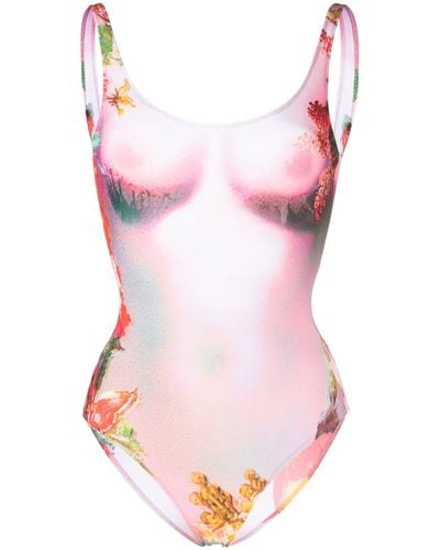 Jean Paul Gaultier Body Floral-print Swimsuit - Pink