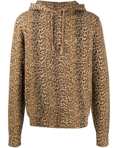 Saint Laurent Leopard Print Hoodie - Men's - Fabric - Brown