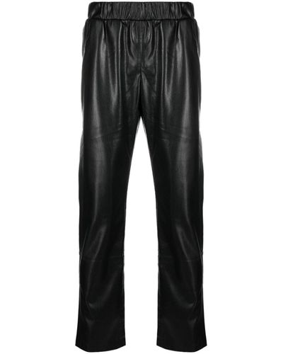 Anine Bing Leather-effect Elasticated Pants - Women's - Acetate - Black