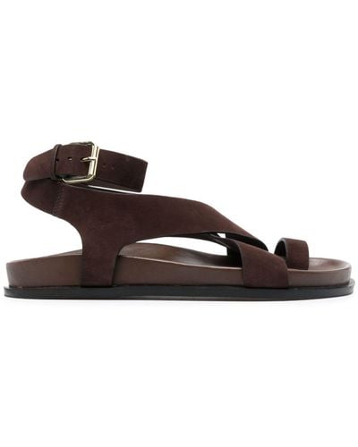 A.Emery Crossover-strap Leather Sandals - Brown