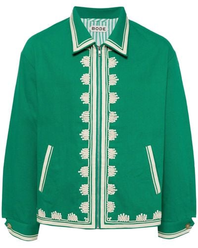 Bode Embroidered Edges Cotton Shirt Jacket - Green
