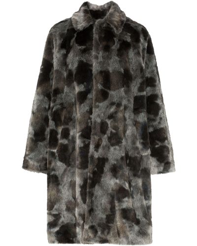 Balenciaga Grey Faux Fur Coat - Black