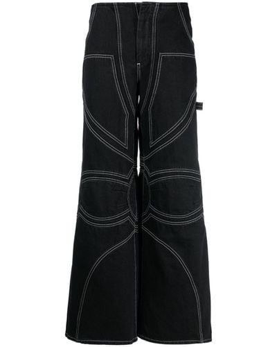 Off-White c/o Virgil Abloh Contrast-stitch Wide-leg Jeans - Black